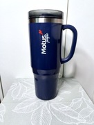 Ciemnogranatowy duży stalowy kubek termiczny termos z rączką 1200 ml