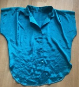 Turkusowa bluzka vintage wzór połyskująca XS, S, M, L