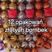 144 sztuk Bombek prążkowych kolor złoty ( 12 opakowań)