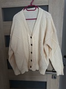 NOWY Kremowy beżowy sweter damski kardigan na guziki 48 / 4XL