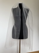 Biały welon ślubny weselny, bez obszycia, grzebyk, gładki, prosty 100 cm