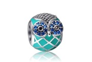 Pandora Charms Moments koralik zawieszka sowa sówka niebieska turkusowa