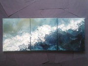 Obraz olejny na ścianę, tryptyk, abstrakcja.