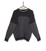 Męski Sweter Retro Wzory Wełna Shetland Szary Jack Ashore |R. L