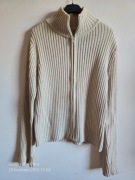 Klasyczny Beżowy Sweter na Zamek | 100% Bawełna | Rozmiar M