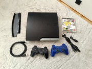 Sony PlayStation 3 Slim, PS3Slim, CECH-2504B, 320GB, 2 pady, okablowanie
