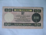 Bon towarowy 10 centów 1979 rok Pewex bez pieczątki.