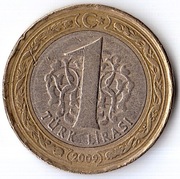 TURCJA 1 lira 2009, KM# 1244, VF, typ A