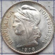 Portugalia 50 centavos 1916 12,5g Ag 835