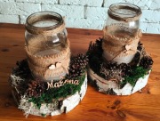 9 x Świeczniki na stół podstawki brzoza Boho 