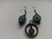 Komplet wisior i kolczyki wire wrapping australijski triplet 