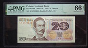 Banknot Polska Mały PRL 20 złotych 1982 r. Seria AA GRADING PMG 66 EPQ
