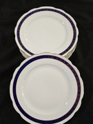 Talerze śniadaniowe 6 szt deserowe Ćmielów złoto kobalt patera prl retro 