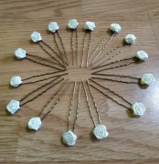 Kokówki Wsuwki ślubne do włosów Róża ecru 10 sztuk