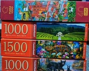 Puzzle trefl castorland 3x 1000 + 1500 elementów