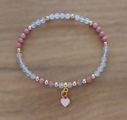 Bransoletka kamienie naturalne rodonit kwarc różowy hematyt jadeit