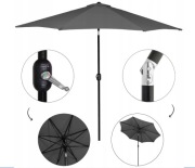 DUŻY PARASOL OGRODOWY SKŁADANY SZARY ŁAMANY 300cm Z KORBĄ 