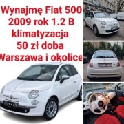 Fiat 500 do wynajęcia 1.2B klima. Biały lub żółty od 50zł/doba