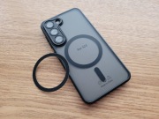 Etui Plecki Galaxy S23 5G czarne przezroczyste MagSafe pierścień magnes