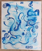 Obraz Niebieski Abstrakt Akryl Płótno 60x50