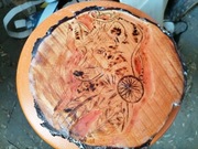 Obraz wypalany w drewnie wilk i lapacz snów 