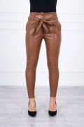 Spodnie skórzane wiązane z przodu brąz rozmiar S,M,L
