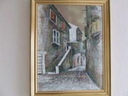 Chorwacja Trogir obraz olejny na płótnie z roku 2005 /złote ramy/