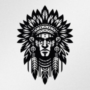 Indianin Wódz Pióropusz, naklejka wycinana ploterowo, bez tła