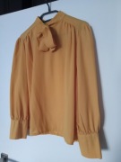 BLUZKA DAMSKA r. L koszula z kokarką żółta musztardowa luźna