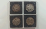 ZESTAW 4 x HALF DOLLAR WALKING LIBERTY 
