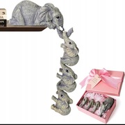 Figurki dekoracyjne słonie idealne na prezent szare wiszące z żywicy