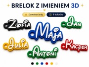 Brelok z imieniem 3D personalizowany | 6 kolorów