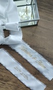 Wstążka szarfa do bukietu ślubnego JEDWAB 