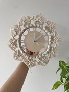 Zegar na ścianę ścienny makrama drewno sklejka eko