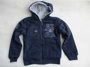 Bluza dresowa granatowa futerko kaptur 146-152