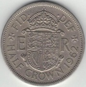 Wielka Brytania 1/2 Half crown pół korony 1962 - 32,3 mm - nr 2