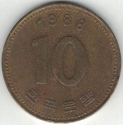 Korea Południowa 10 won wonów 1988 22,86 mm nr 2