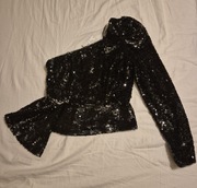 Asymetryczna bluzka z cekinami czarna River Island 