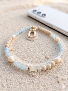 Biżuteryjna smycz do telefonu Perła, Fluo szkło, Kamień rzeczny,Mattè Prism