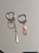 Kolczyki stal zawieszki muszla agat