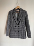 Rue de femme szary długi żakiet marynarka blazer M 38 luźny oversize
