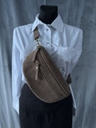 Nerka torebka taupe zamsz naturalny Włoska - nowa