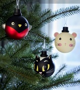 IKEA zestaw bombek ozdób na choinkę Vinterfint 3 zwierzątka kot gil myszka