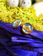 Kolczyki sztyfty z prawdziwym słonecznikiem – biżuteria handmade