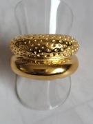 Złoty pierścionek regulowany stal 19 mm nowy