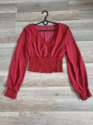 Czerwona Bluzka Crop Top w Kropki – Marka SHEIN, Rozmiar S