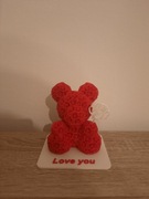 Miś z róż | dekoracja LOVE YOU | prezent na Walentynki | figurka 3D