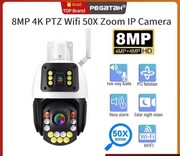 Kamera zewnętrzna WiFi Pegatah 8MP 4k PTZ 50x zoom optyka zasilacz