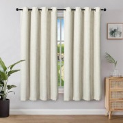 Zestaw 2 zasłon Chenille zaciemniające na przelotkach 145x140cm beżowe