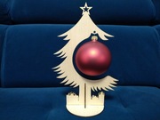 Stojak / Wieszak na bombkę 10cm - choinka z gwiazdą i prezentami
